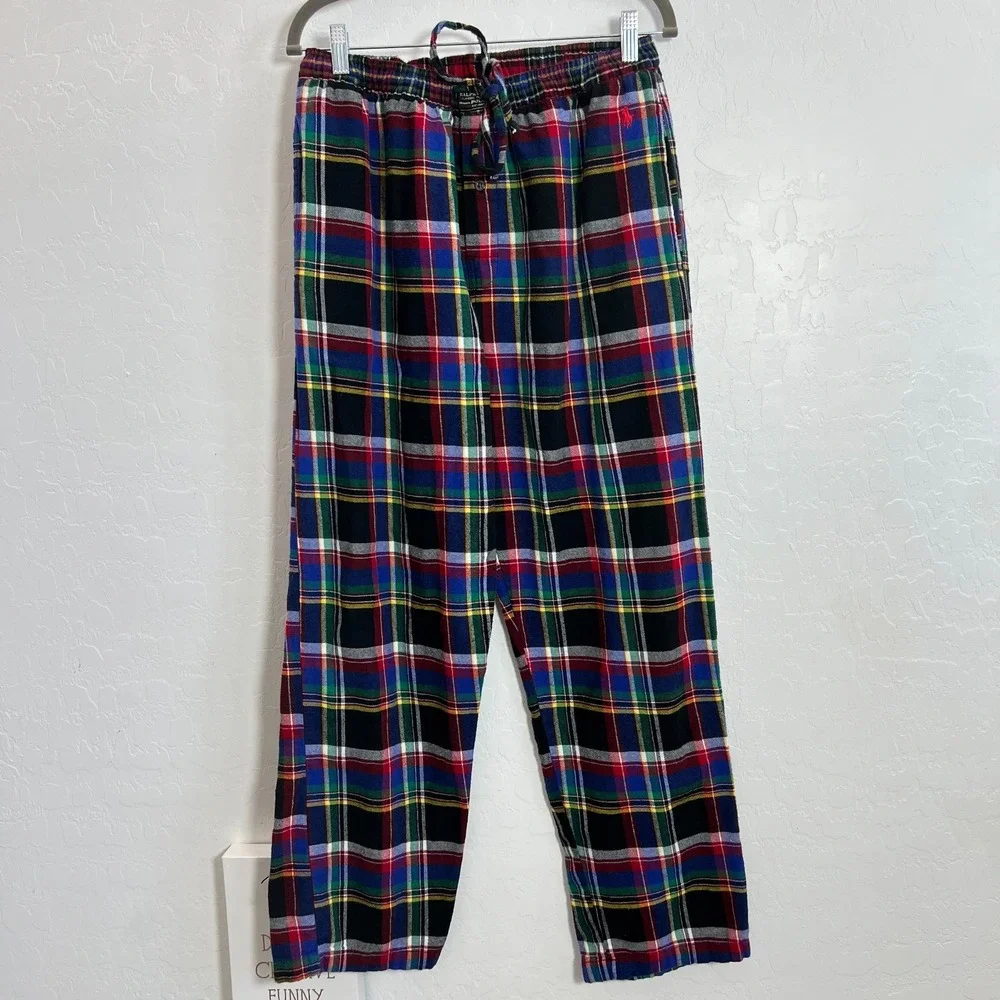 Polo Ralph Lauren plaid cotton pajama pants L drawstring elastic waist lounge